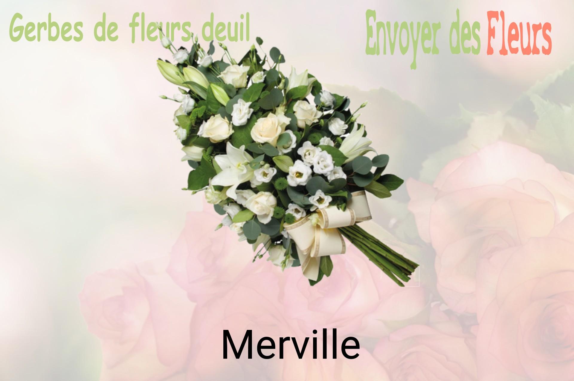 Gerbe de fleurs de deuil livrée à Merville